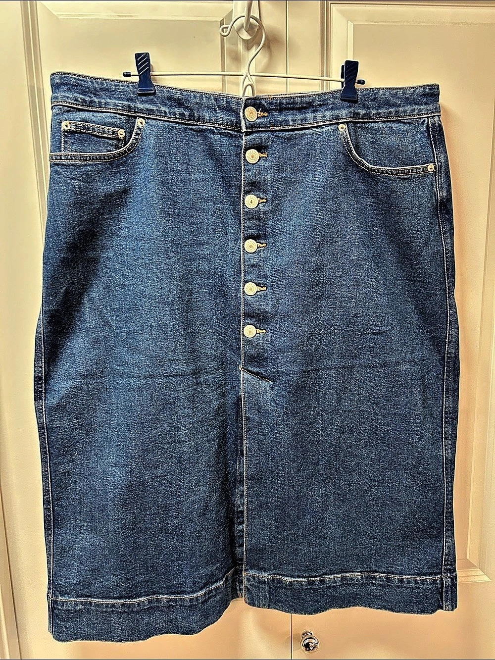 Joe Fresh Plus Button-Front Denim Midi Skirt Denim Button-Front Midi Skirt Size